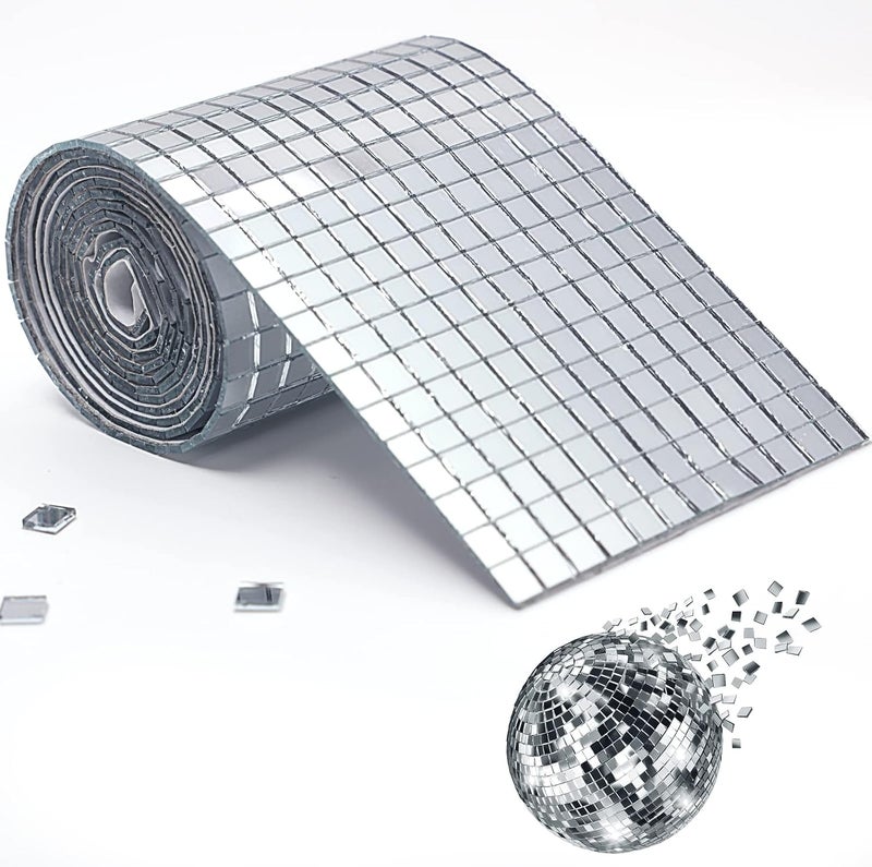 PP OPOUNT 2160 PCS Mirror Tiles Self Adhesive, 5x5mm Disco Ball Stickers for DIY Craft Decoration, Small Mirror Mosaic Tiles for Home, Vases, Photo Frames, Disco Balls and More (Silver) - Image 1